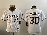 Youth Pittsburgh Pirates #30 Paul Skenes White With Patch Cool Base Stitched Jersey,baseball caps,new era cap wholesale,wholesale hats